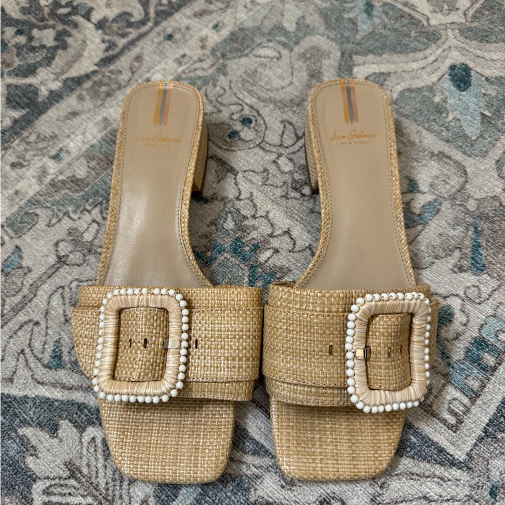 Sam Edelman Tan Woven Slide Sandals